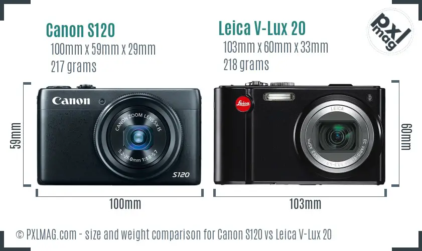 Canon S120 vs Leica V-Lux 20 size comparison