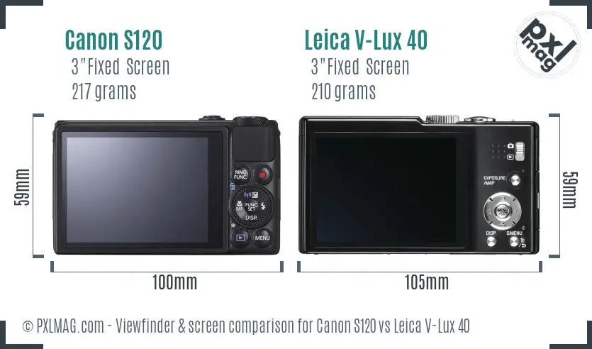 Canon S120 vs Leica V-Lux 40 Screen and Viewfinder comparison Canon S120 vs Leica V-Lux 40 Screen and Viewfinder comparison