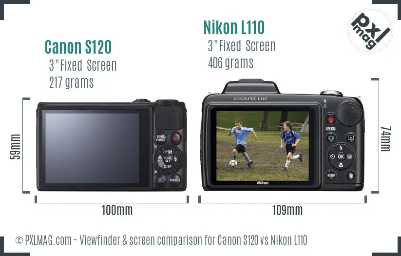 Canon S120 vs Nikon L110 Screen and Viewfinder comparison