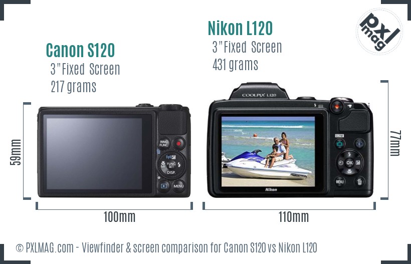 Canon S120 vs Nikon L120 Screen and Viewfinder comparison