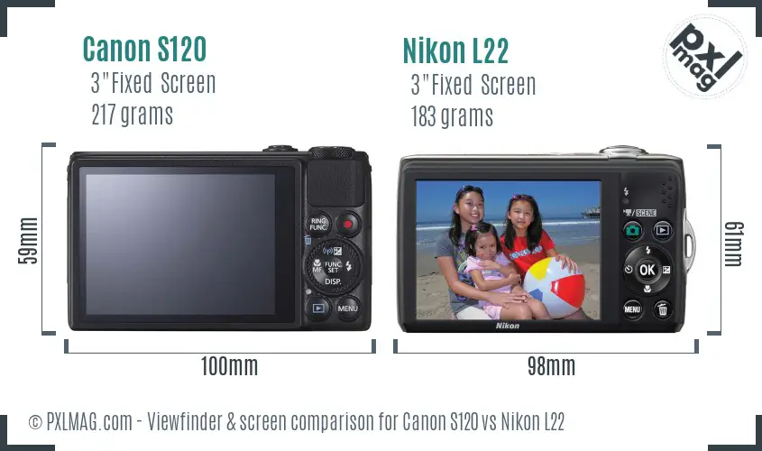 Canon S120 vs Nikon L22 Screen and Viewfinder comparison