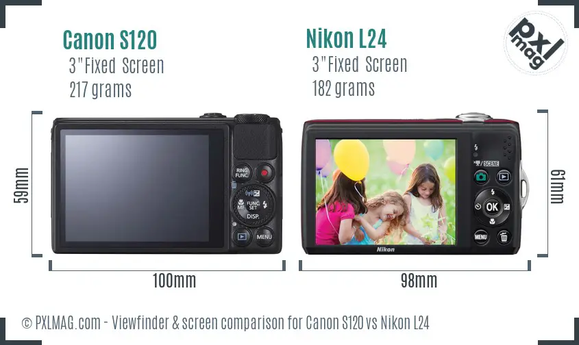 Canon S120 vs Nikon L24 Screen and Viewfinder comparison