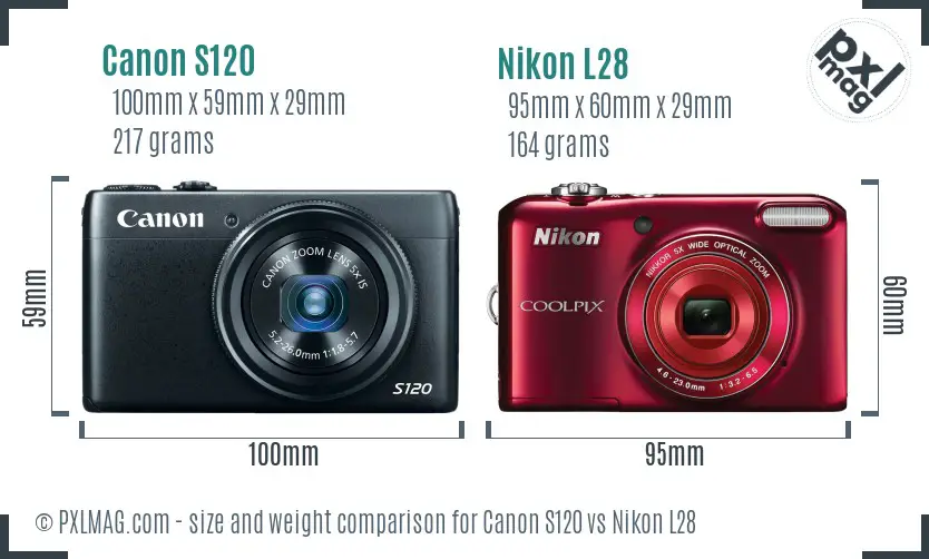 Canon S120 vs Nikon L28 size comparison Canon S120 vs Nikon L28 size comparison