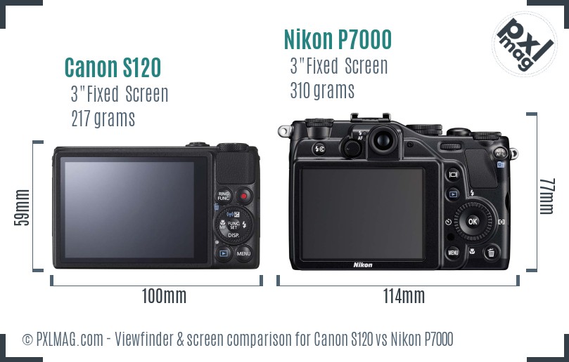 Canon S120 vs Nikon P7000 Screen and Viewfinder comparison