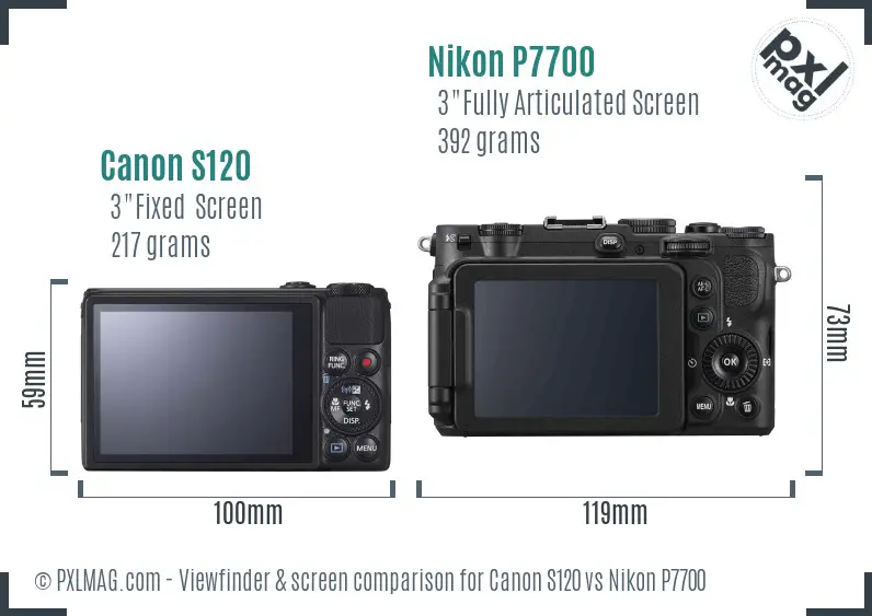 Canon S120 vs Nikon P7700 Screen and Viewfinder comparison