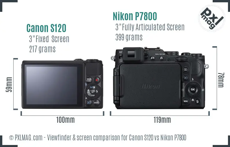 Canon S120 vs Nikon P7800 Screen and Viewfinder comparison