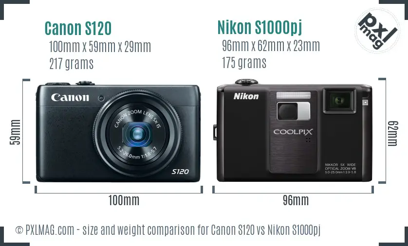 Canon S120 vs Nikon S1000pj size comparison Canon S120 vs Nikon S1000pj size comparison
