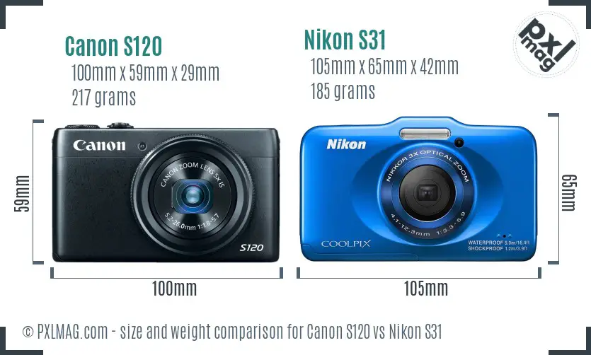 Canon S120 vs Nikon S31 size comparison