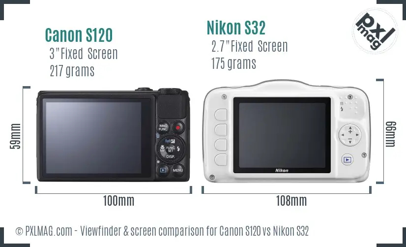Canon S120 vs Nikon S32 Screen and Viewfinder comparison Canon S120 vs Nikon S32 Screen and Viewfinder comparison