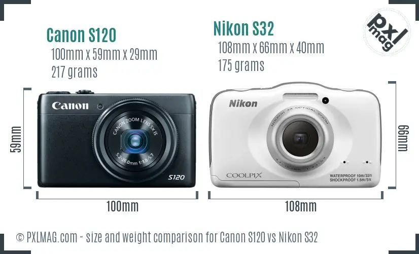 Canon S120 vs Nikon S32 size comparison Canon S120 vs Nikon S32 size comparison