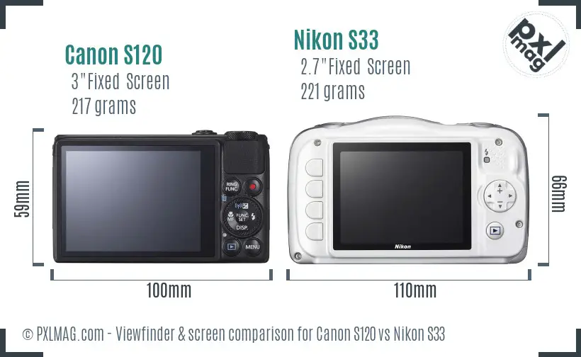 Canon S120 vs Nikon S33 Screen and Viewfinder comparison Canon S120 vs Nikon S33 Screen and Viewfinder comparison