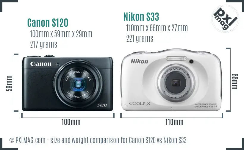 Canon S120 vs Nikon S33 size comparison Canon S120 vs Nikon S33 size comparison
