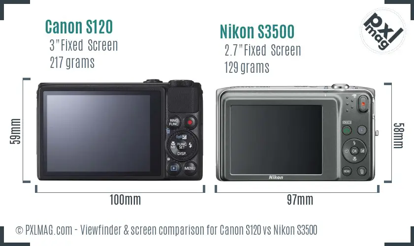 Canon S120 vs Nikon S3500 Screen and Viewfinder comparison Canon S120 vs Nikon S3500 Screen and Viewfinder comparison