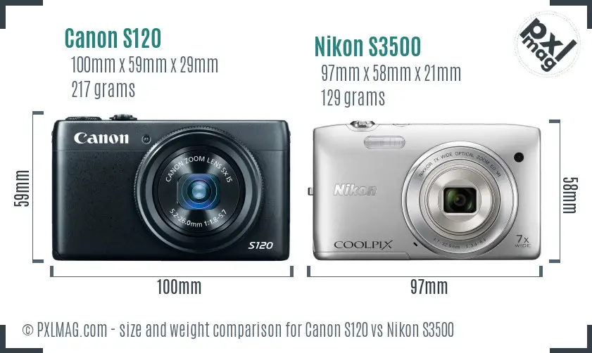 Canon S120 vs Nikon S3500 size comparison Canon S120 vs Nikon S3500 size comparison