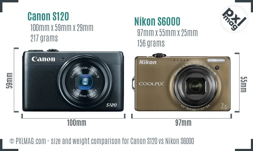 Canon S120 vs Nikon S6000 size comparison