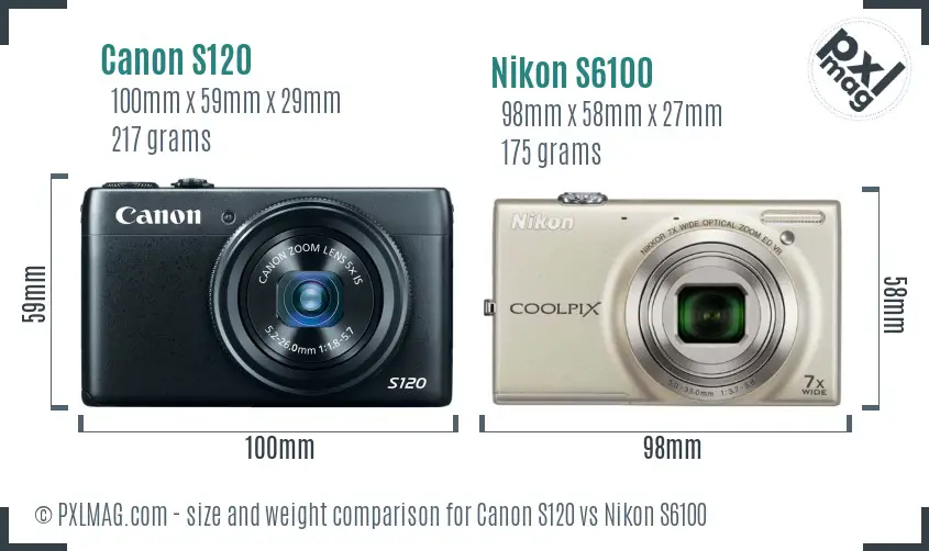 Canon S120 vs Nikon S6100 size comparison