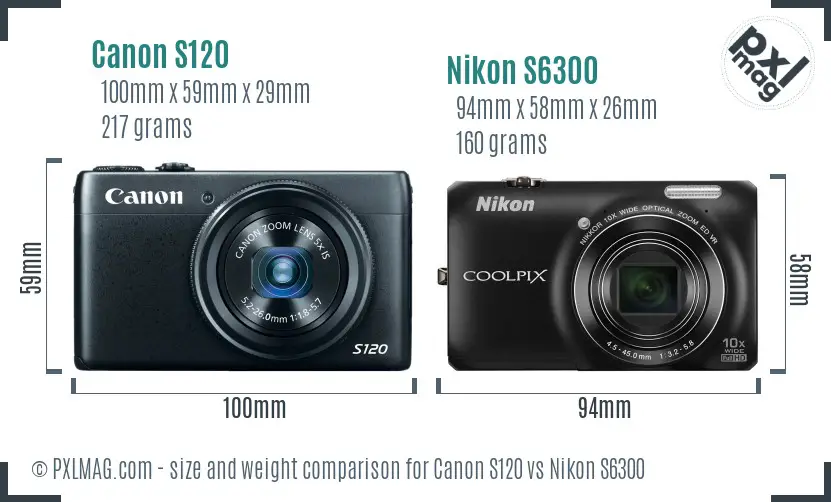 Canon S120 vs Nikon S6300 size comparison Canon S120 vs Nikon S6300 size comparison
