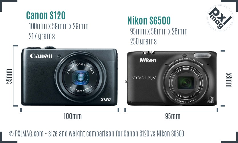 Canon S120 vs Nikon S6500 size comparison