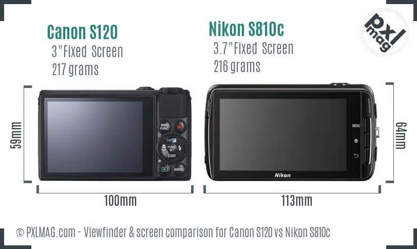 Canon S120 vs Nikon S810c Screen and Viewfinder comparison