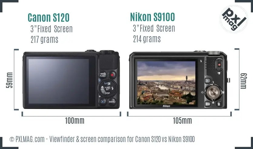 Canon S120 vs Nikon S9100 Screen and Viewfinder comparison