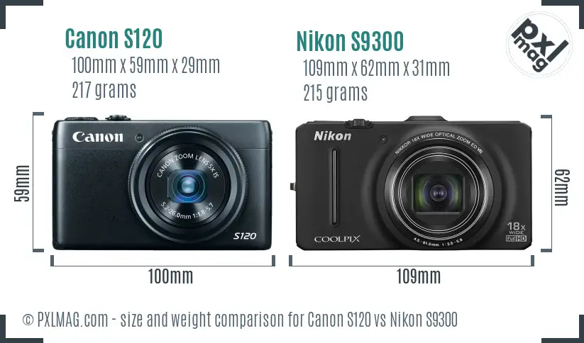 Canon S120 vs Nikon S9300 size comparison Canon S120 vs Nikon S9300 size comparison