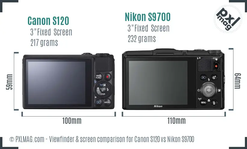 Canon S120 vs Nikon S9700 Screen and Viewfinder comparison