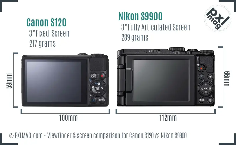 Canon S120 vs Nikon S9900 Screen and Viewfinder comparison