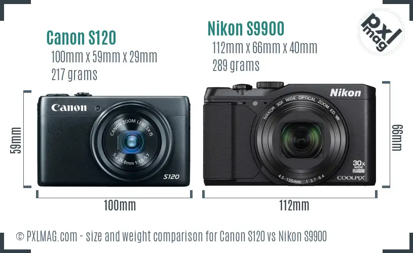 Canon S120 vs Nikon S9900 size comparison Canon S120 vs Nikon S9900 size comparison
