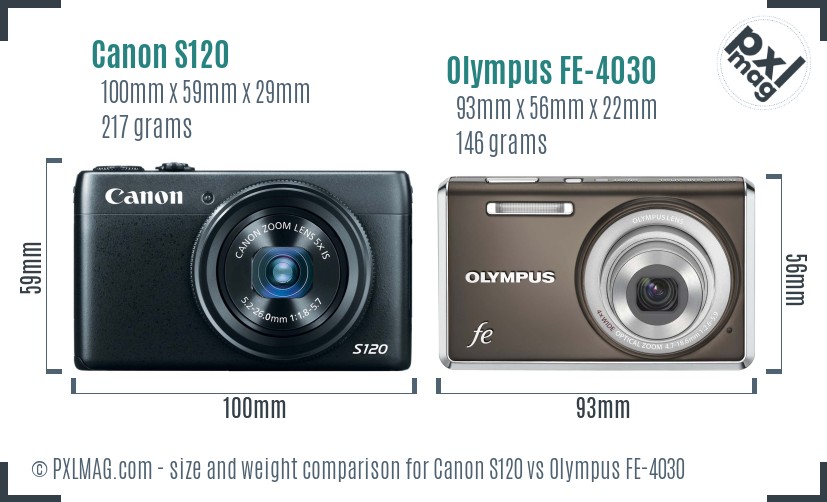 Canon S120 vs Olympus FE-4030 size comparison