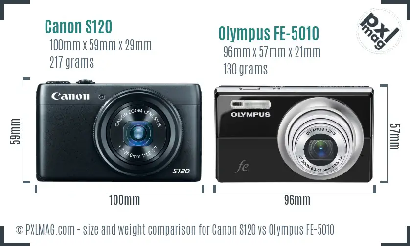 Canon S120 vs Olympus FE-5010 size comparison