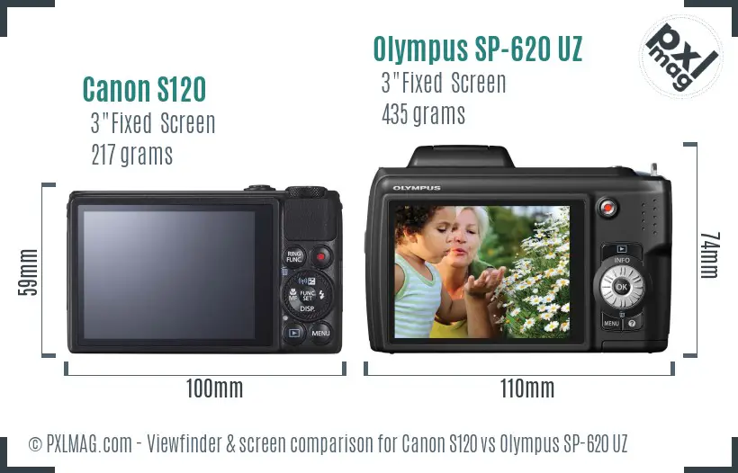 Canon S120 vs Olympus SP-620 UZ Screen and Viewfinder comparison Canon S120 vs Olympus SP-620 UZ Screen and Viewfinder comparison