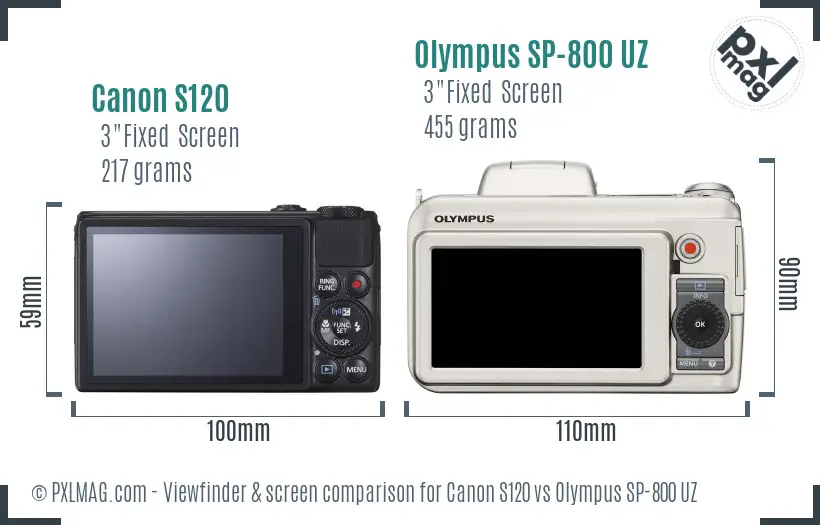 Canon S120 vs Olympus SP-800 UZ Screen and Viewfinder comparison Canon S120 vs Olympus SP-800 UZ Screen and Viewfinder comparison