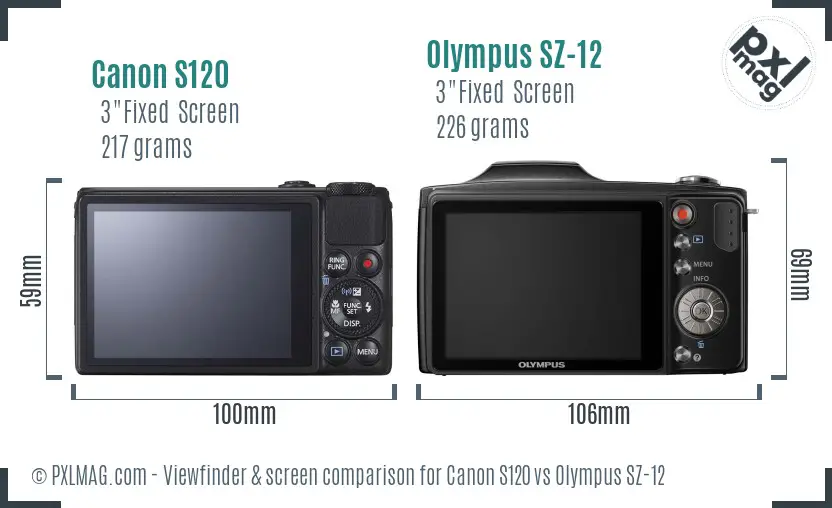 Canon S120 vs Olympus SZ-12 Screen and Viewfinder comparison