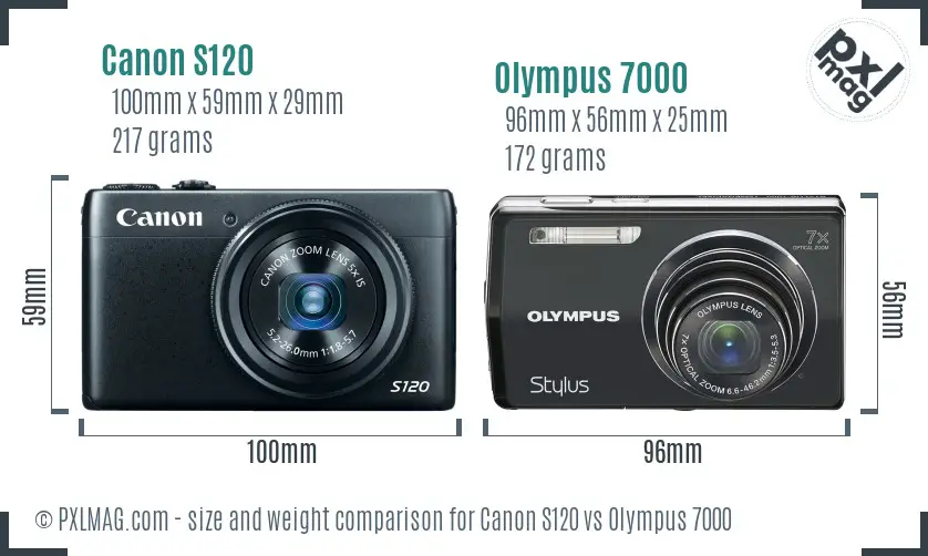 Canon S120 vs Olympus 7000 size comparison
