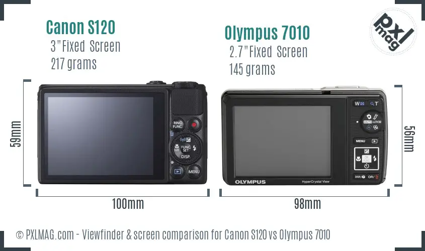 Canon S120 vs Olympus 7010 Screen and Viewfinder comparison