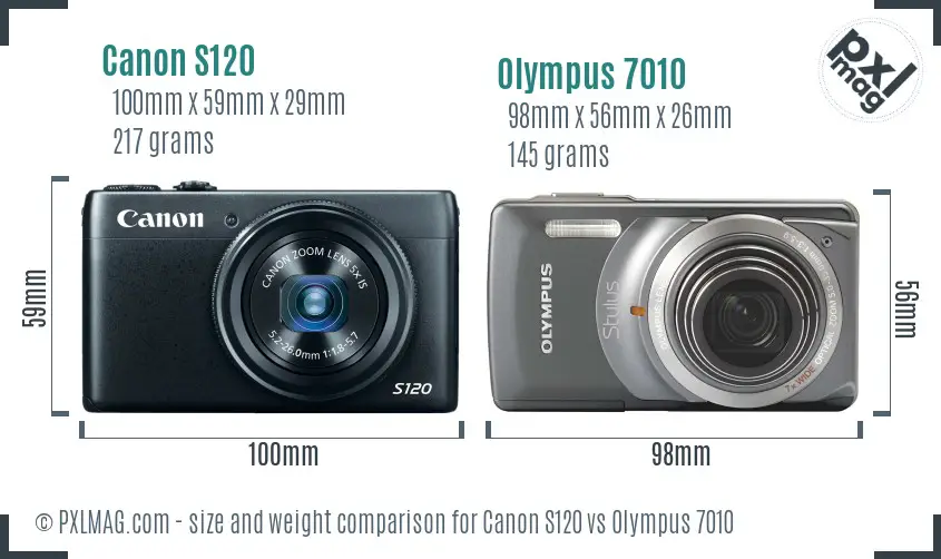 Canon S120 vs Olympus 7010 size comparison