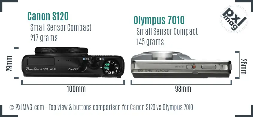 Canon S120 vs Olympus 7010 top view buttons comparison