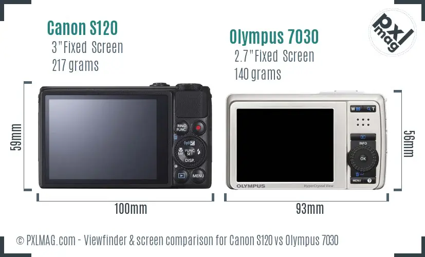 Canon S120 vs Olympus 7030 Screen and Viewfinder comparison