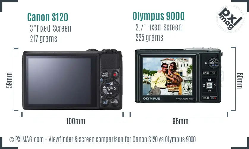 Canon S120 vs Olympus 9000 Screen and Viewfinder comparison