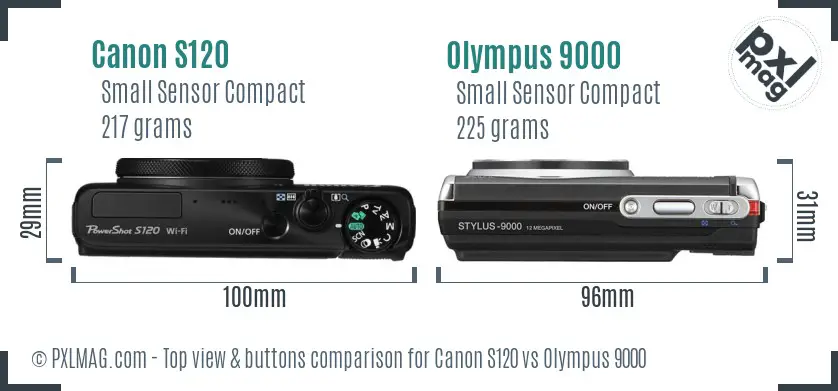 Canon S120 vs Olympus 9000 top view buttons comparison