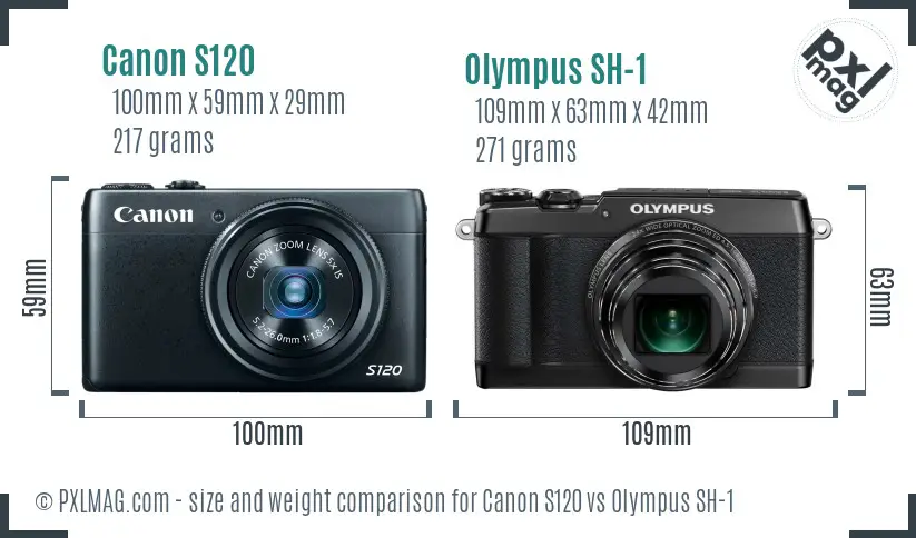Canon S120 vs Olympus SH-1 size comparison