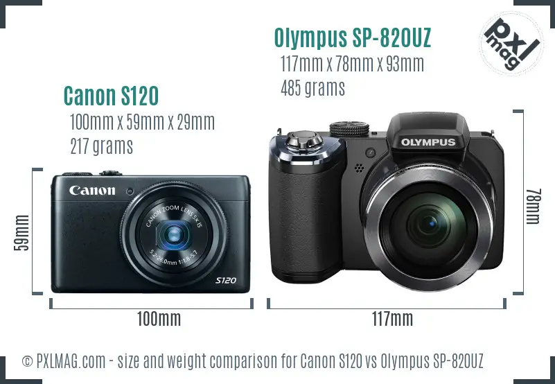 Canon S120 vs Olympus SP-820UZ size comparison