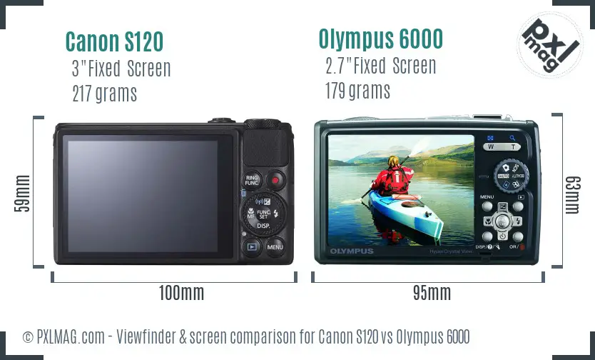 Canon S120 vs Olympus 6000 Screen and Viewfinder comparison