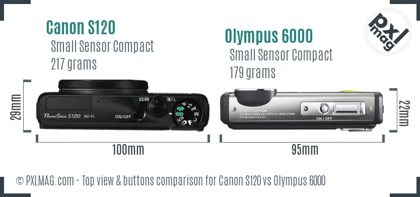 Canon S120 vs Olympus 6000 top view buttons comparison