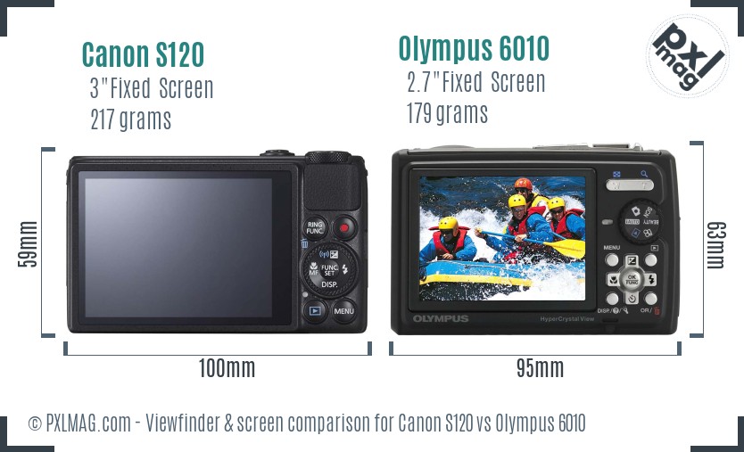 Canon S120 vs Olympus 6010 Screen and Viewfinder comparison