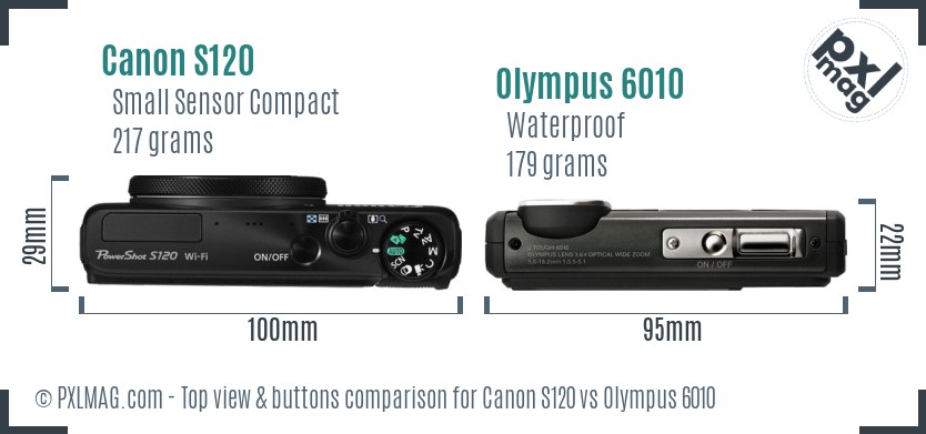 Canon S120 vs Olympus 6010 top view buttons comparison