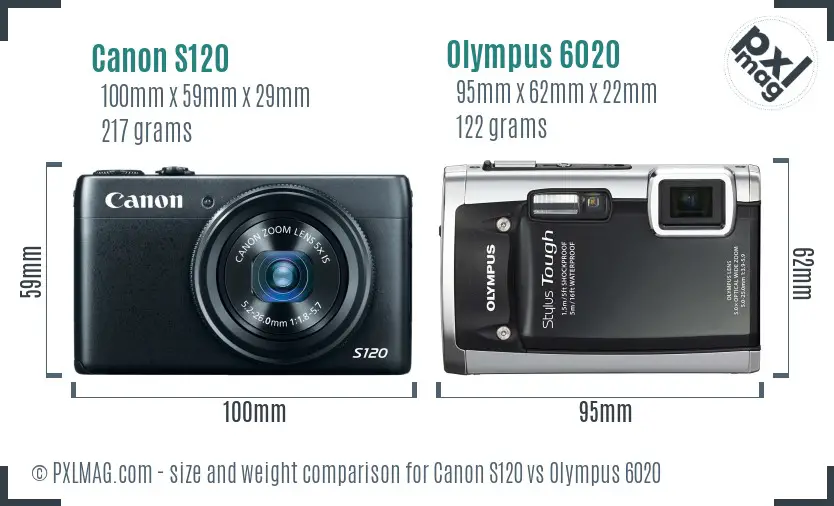 Canon S120 vs Olympus 6020 size comparison