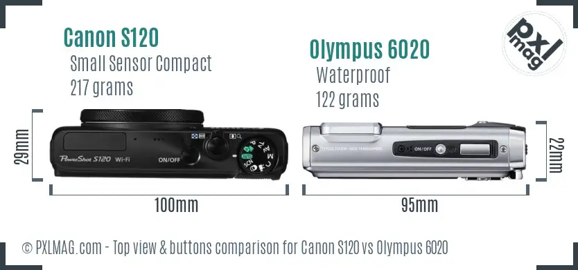 Canon S120 vs Olympus 6020 top view buttons comparison