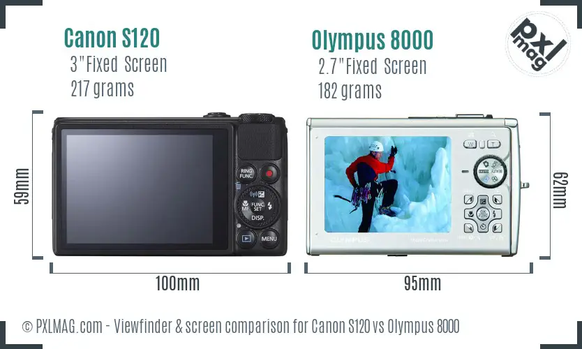 Canon S120 vs Olympus 8000 Screen and Viewfinder comparison