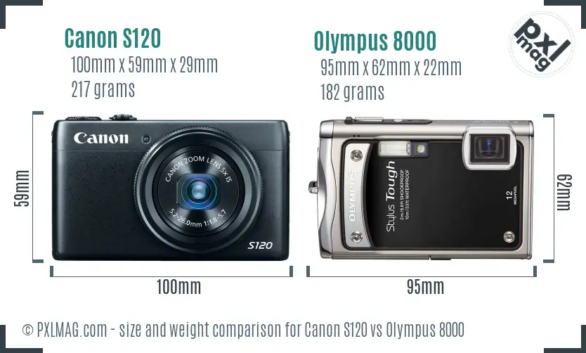 Canon S120 vs Olympus 8000 size comparison